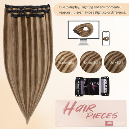 Clip-in Haarverlängerung Echthaar Schoko Braun/Dunkelblond 45cm