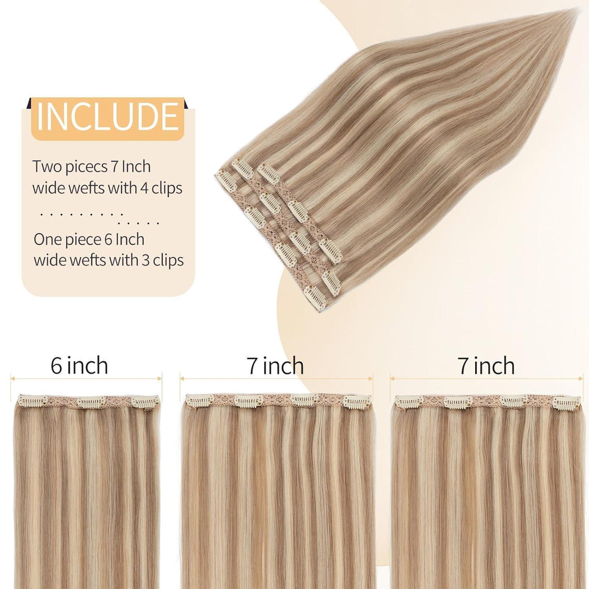 Echthaar Clip-in Extensions Blondbraun 55cm