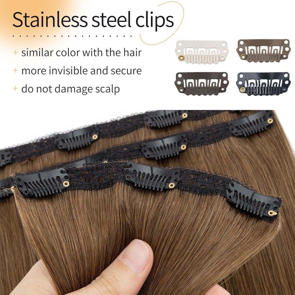 Echthaar Clip-in Extensions Schokoladenbraun 50cm