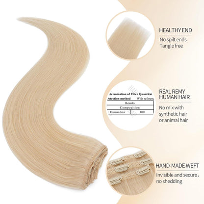 Echthaar Clip-in Extensions Platinblond 55cm