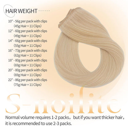 Echthaar Clip-in Extensions Platinblond 55cm