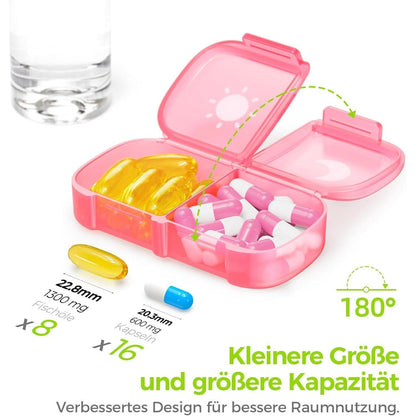 Tablettenbox 7 Tage Morgens Abends, feuchtigkeitsbeständig, Rosa