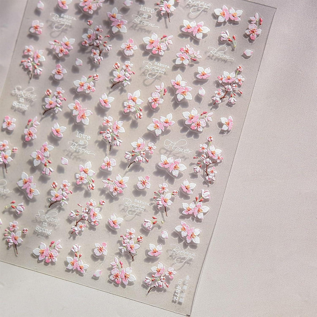 3D Nagelsticker Weiß Rosa Blumen Nail Art Aufkleber