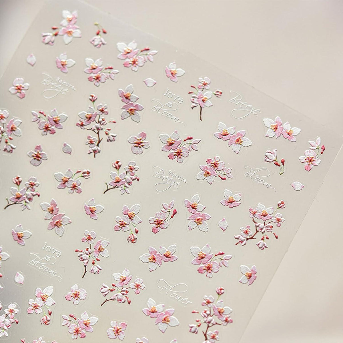 3D Nagelsticker Weiß Rosa Blumen Nail Art Aufkleber