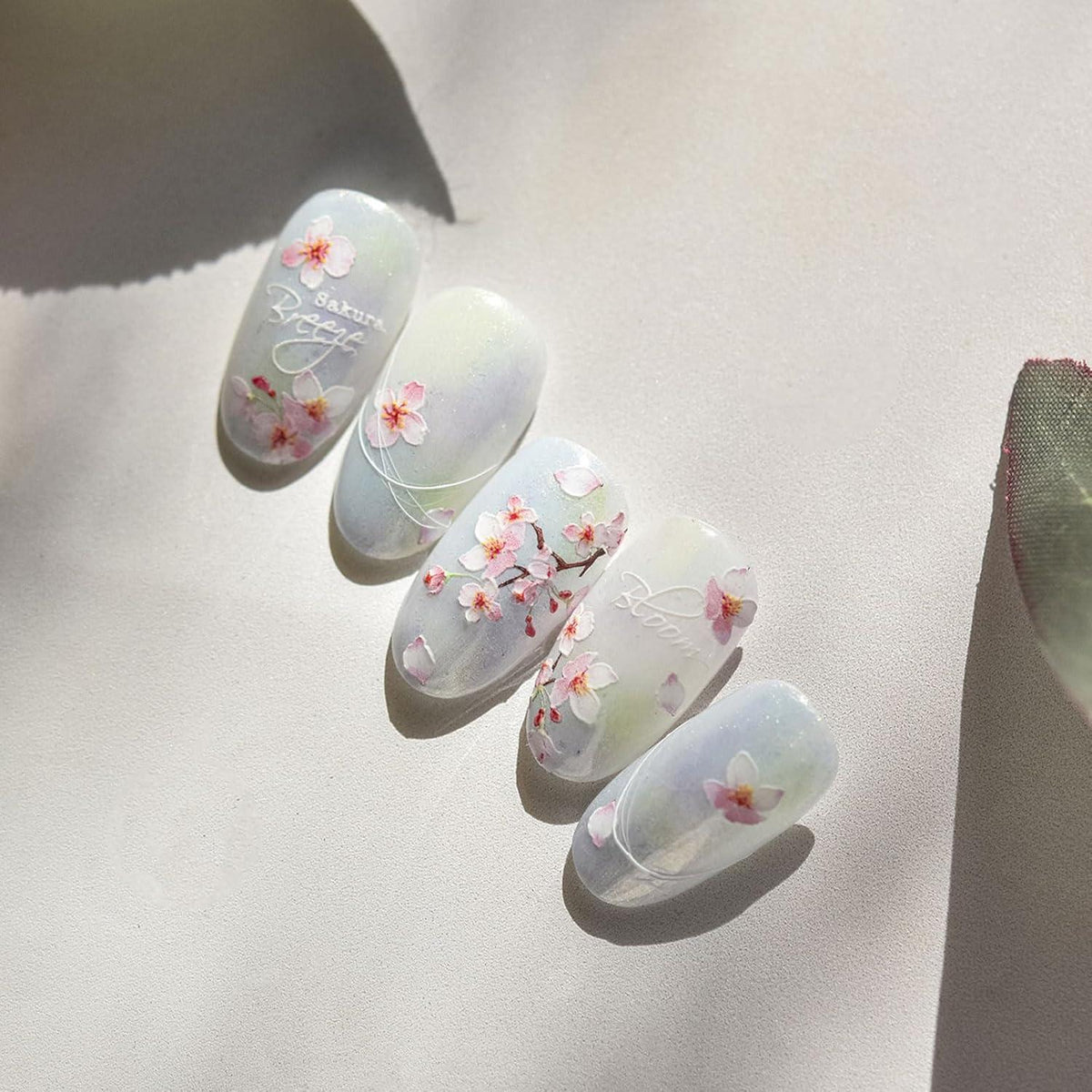 3D Nagelsticker Weiß Rosa Blumen Nail Art Aufkleber
