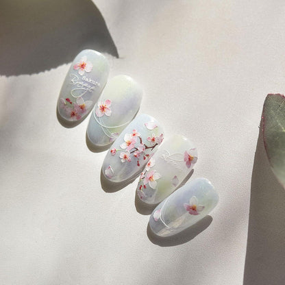 3D Nagelsticker Weiß Rosa Blumen Nail Art Aufkleber