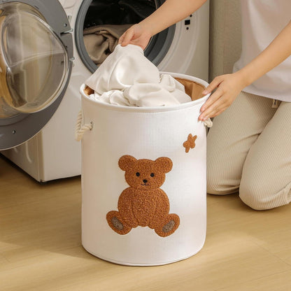 Baby Wäschekorb Bär – Faltbarer Wäschesammler für Kinderzimmer