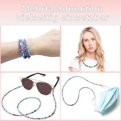 4er-Set Brillenketten Damen – Bunte Acrylperlen & Anti-Rutsch