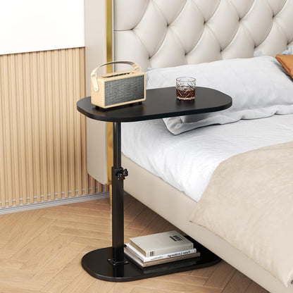 Höhenverstellbarer C-Form Beistelltisch 360° drehbar – Couchtisch Schwarz