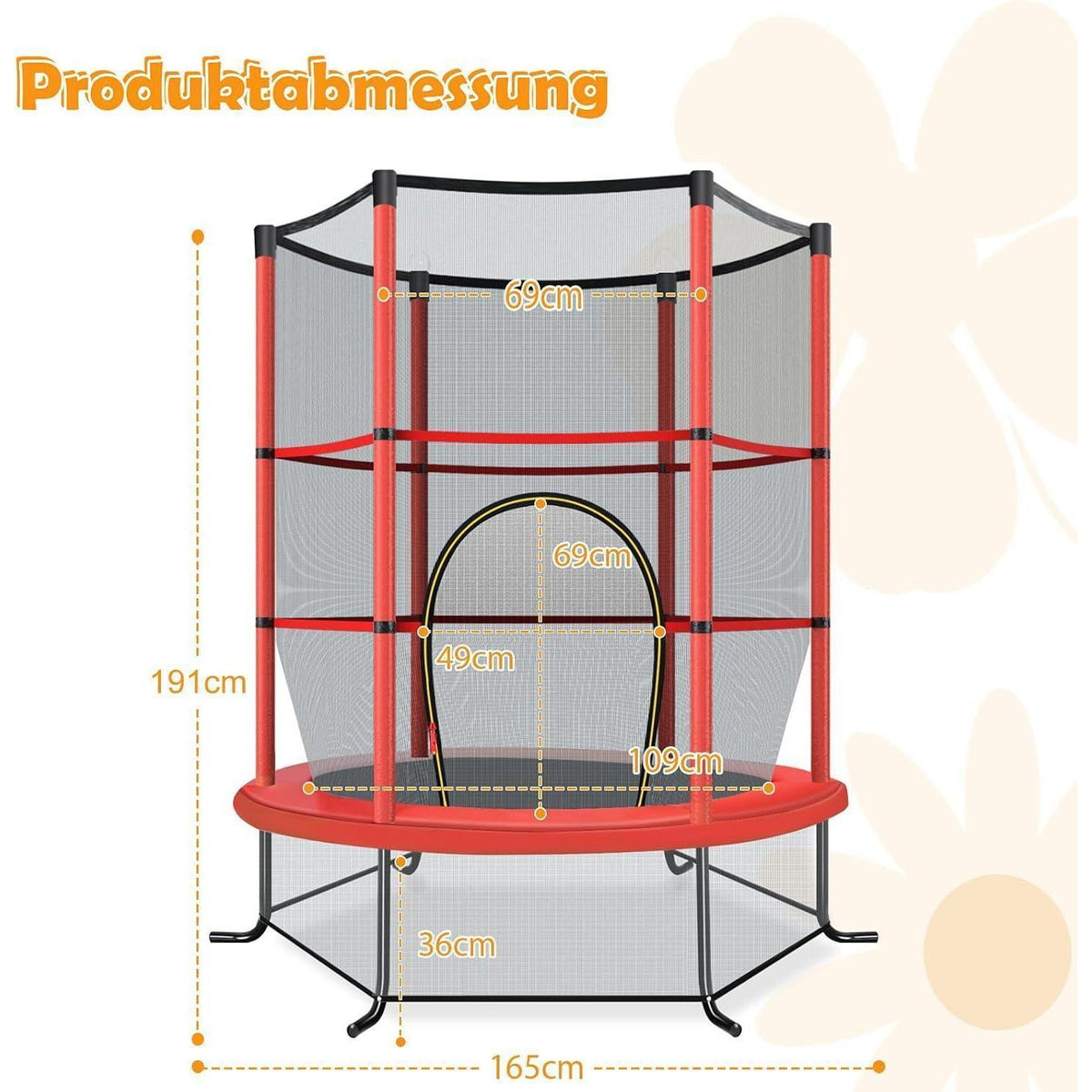 GYMAX Kindertrampolin 165cm mit Sicherheitsnetz & Randabdeckung
