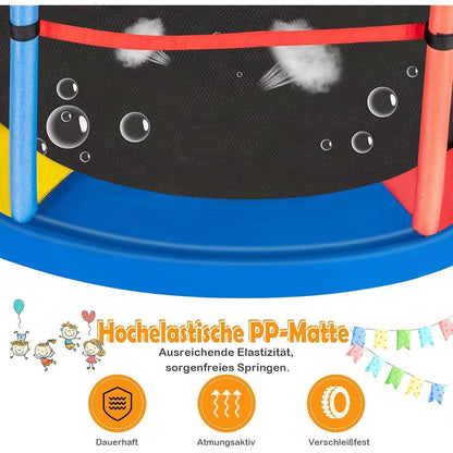 GYMAX Kindertrampolin 165cm mit Sicherheitsnetz & Randabdeckung