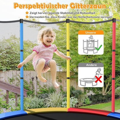 GYMAX Kindertrampolin 165cm mit Sicherheitsnetz & Randabdeckung
