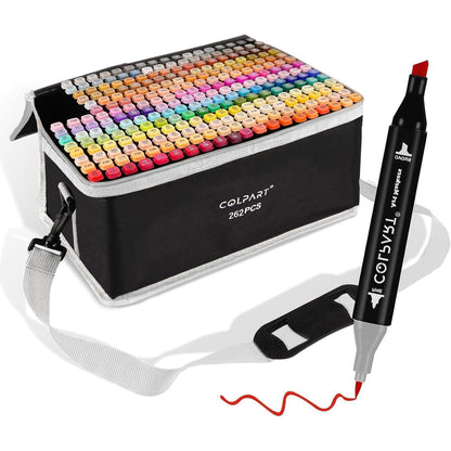 Alkohol Marker Set 262 Farben, Doppelseitig, mit Tragetasche