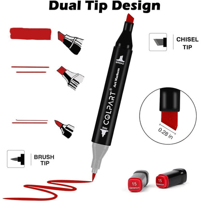 Alkohol Marker Set 262 Farben, Doppelseitig, mit Tragetasche