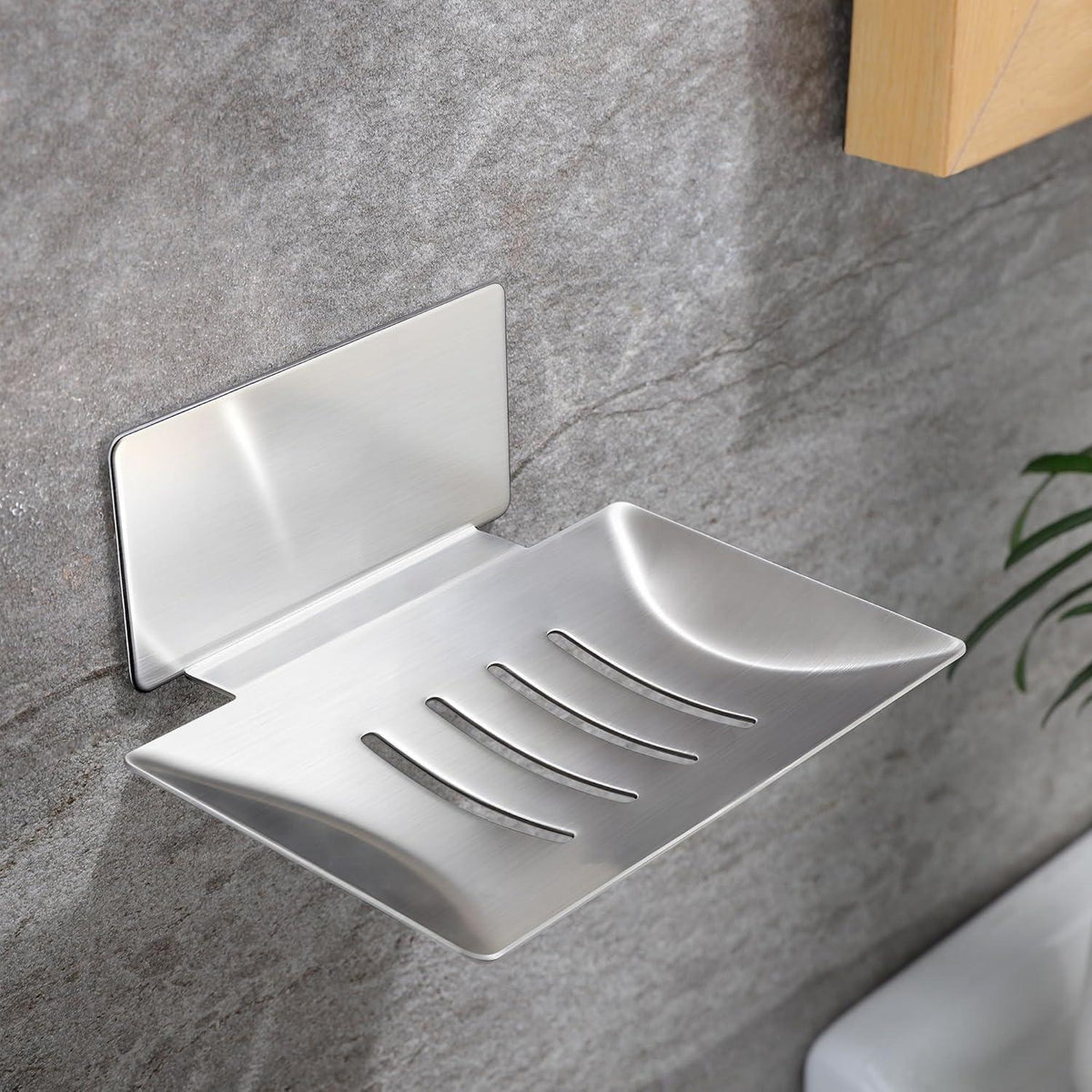 Duschablage Edelstahl ohne Bohren, 2er Set mit Seifenschale & Haken