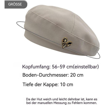 Baskenmütze Damen Baumwolle Koreanischer Stil Beige