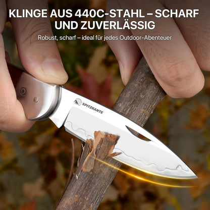 Zweihand Klappmesser 440C Stahl – Holzgriff, EDC Outdoor