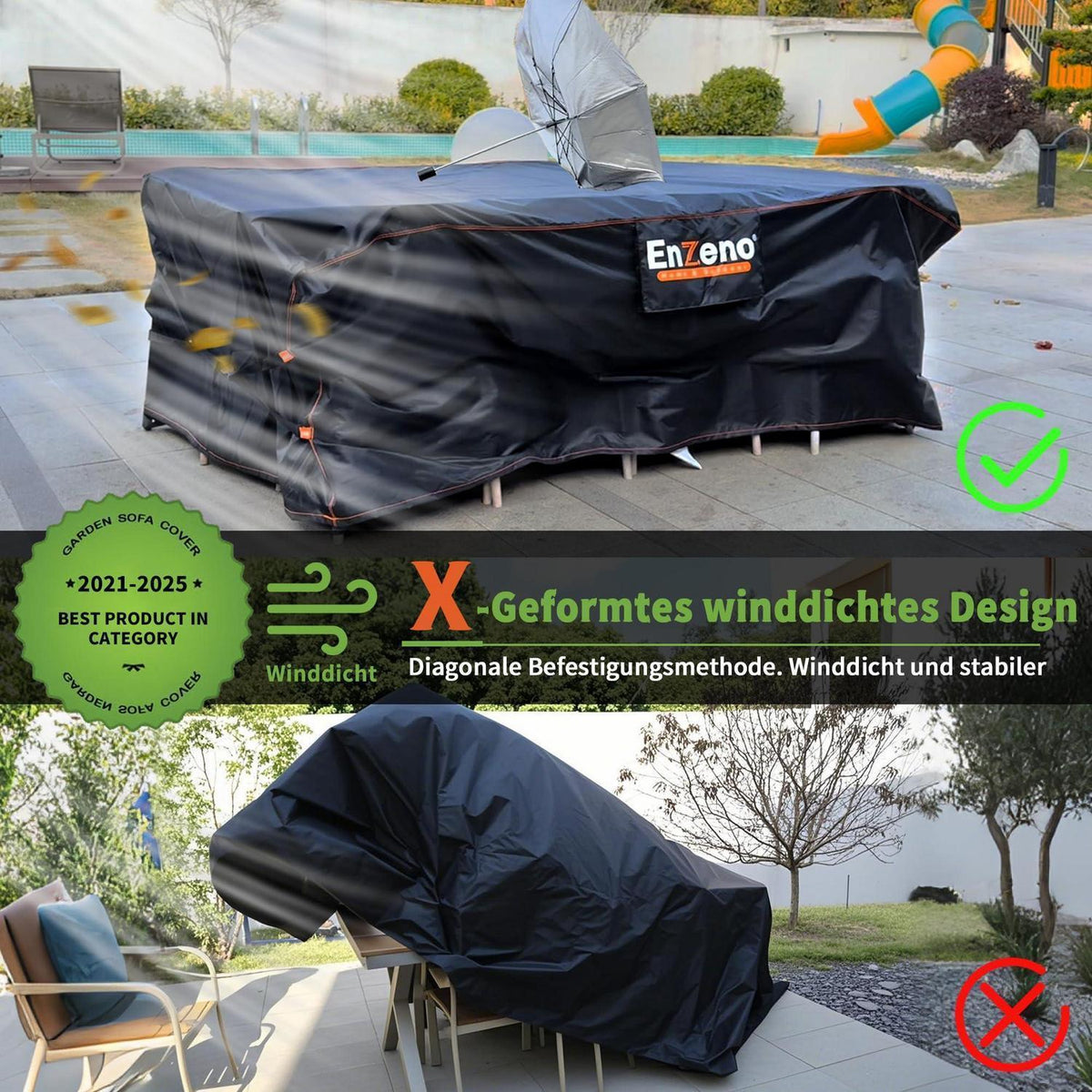 Gartenmöbel Abdeckung 150x90x74cm, 500D wasserdicht, winddicht