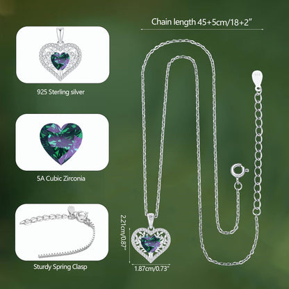 Lebensbaum Herz Kette Damen 925 Sterling Silber Alexandrit Geburtstagsgeschenk