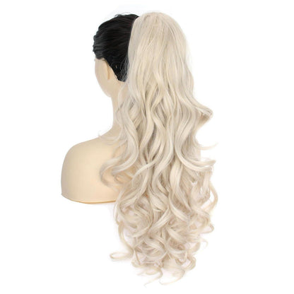 Voluminöser Pferdeschwanz mit Klammer – Platinblond Strähnchen