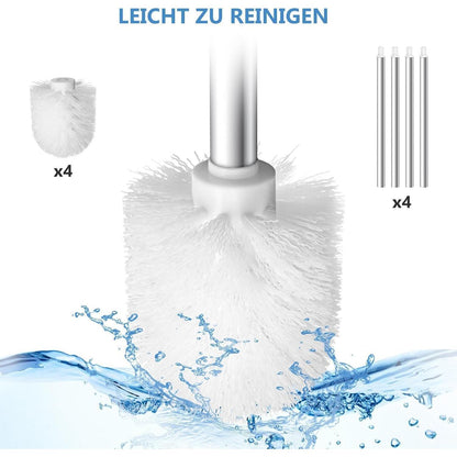 Edelstahl Toilettenbürsten Set 4er mit Klobürste Weiß