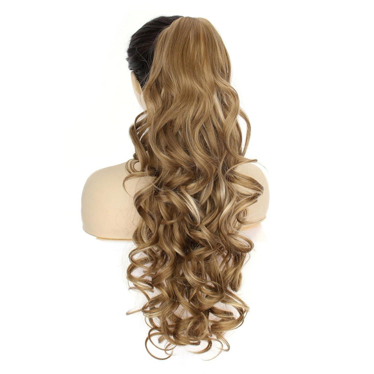 Voluminöser Pferdeschwanz mit Klammer – Mittelblond mit Highlights