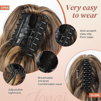 Voluminöser Pferdeschwanz mit Klammer – Mittelblond mit Highlights