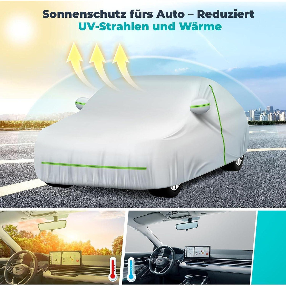 Autoplanen & Abdeckhaube wasserdicht, UV-Schutz, Silber, D-Segment