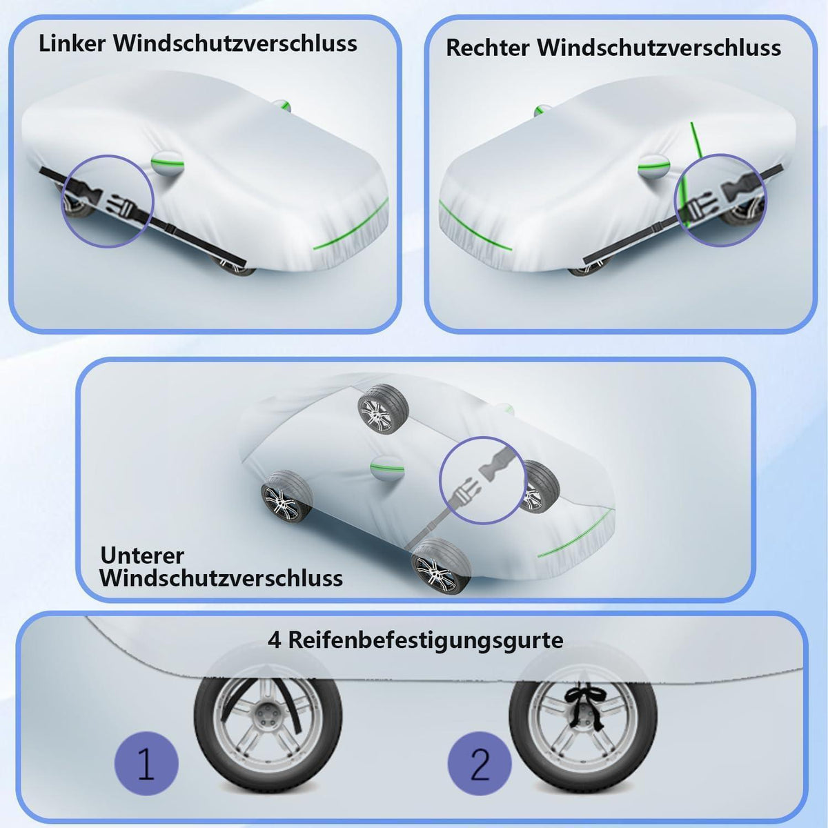 Autoplanen & Abdeckhaube wasserdicht, UV-Schutz, Silber, D-Segment