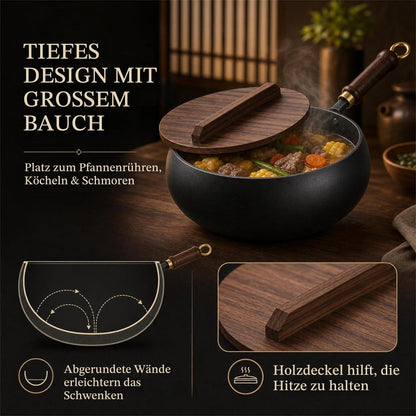 Japanische Gusseisenpfanne 24cm mit Deckel – Antihaft & Vielseitig