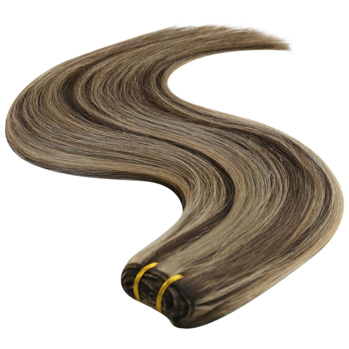 Echthaar Tressen Dunkelbraun mit Blond Highlights (50cm, 100g)