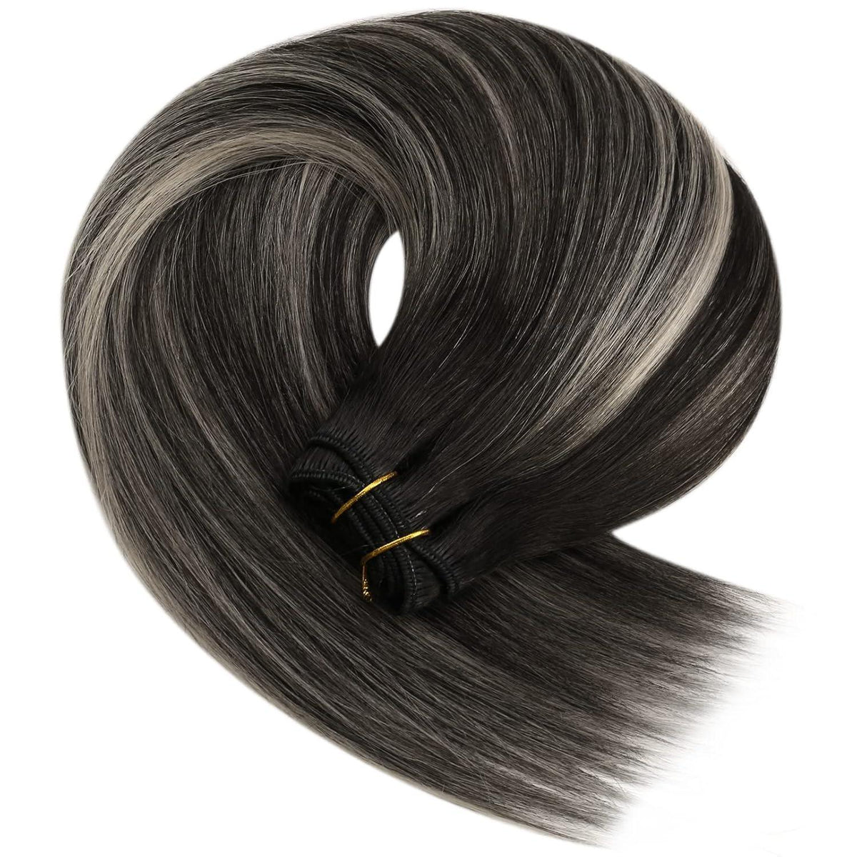 Echthaar Tressen Schwarz Ombre 50cm - 1B/S/1B, 100g
