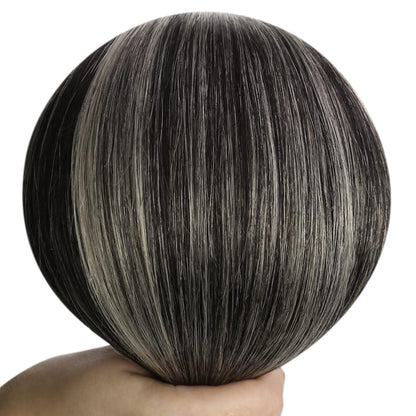 Echthaar Tressen Schwarz Ombre 50cm - 1B/S/1B, 100g