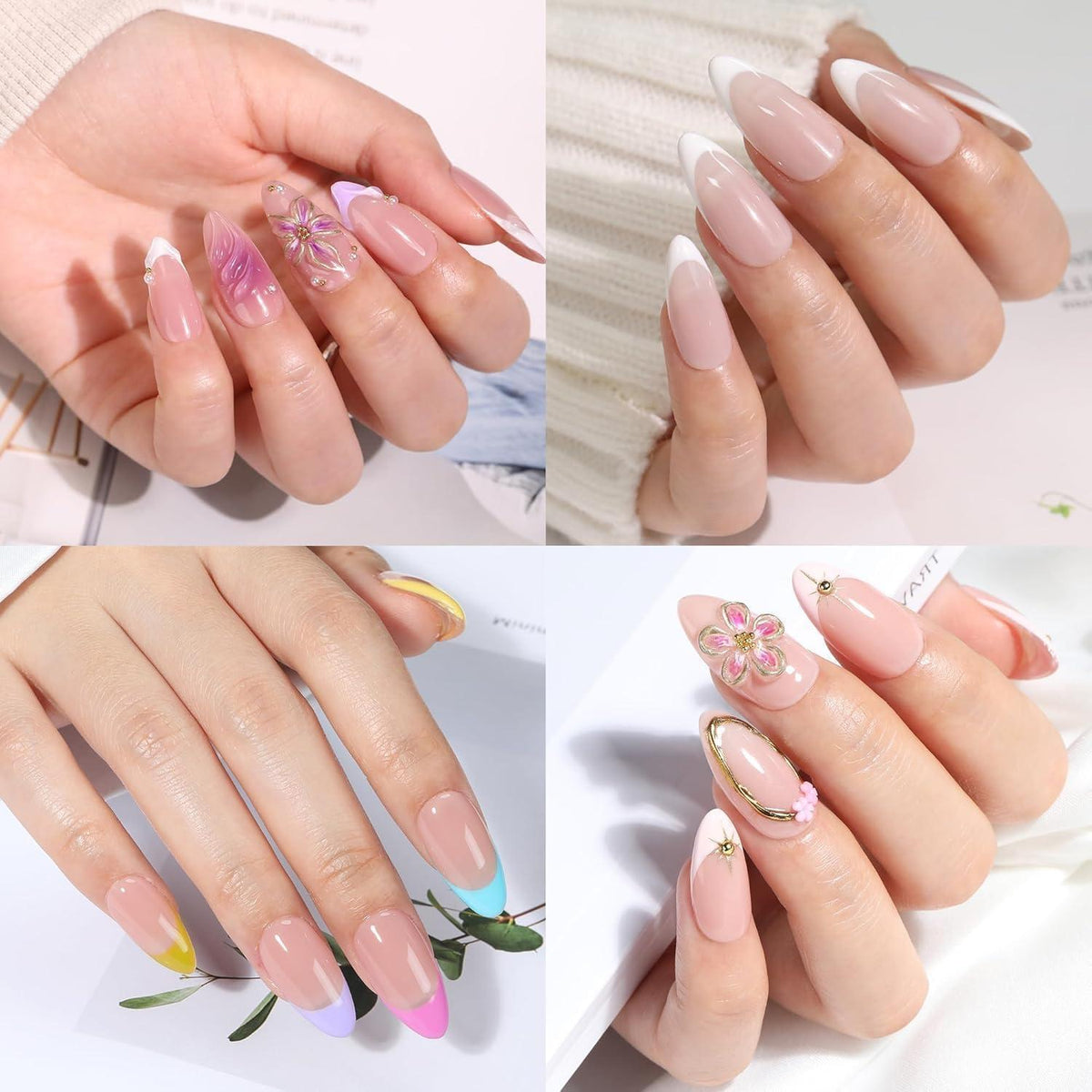 Mandel Gel Nägel Tips 216 Stück Halb-Cover Nagelverlängerung
