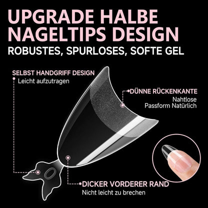 Mandel Gel Nägel Tips 216 Stück Halb-Cover Nagelverlängerung