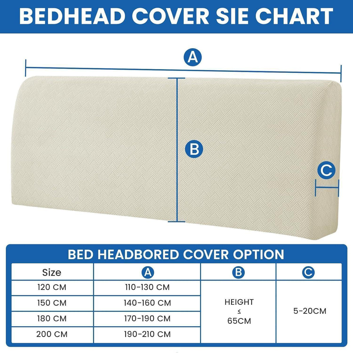 Bettkopfteil Bezug 180cm – Weicher Stretch, Beige