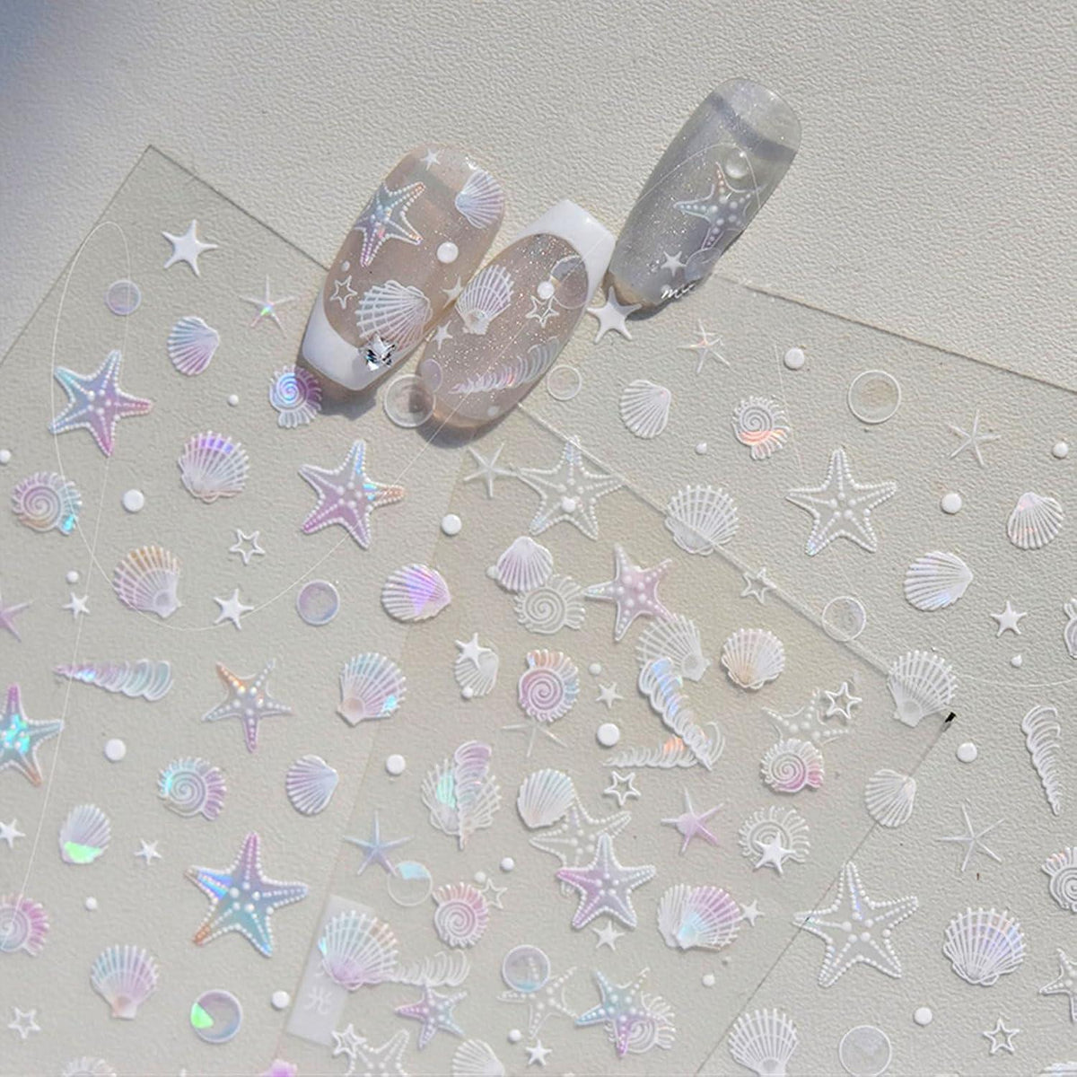 3D Nagelsticker Aurora Muschel Seestern - Ozean Thema Nail Art
