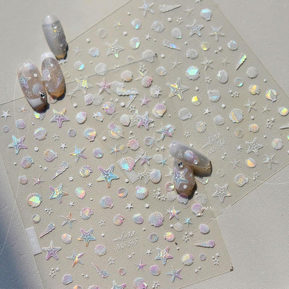 3D Nagelsticker Aurora Muschel Seestern - Ozean Thema Nail Art