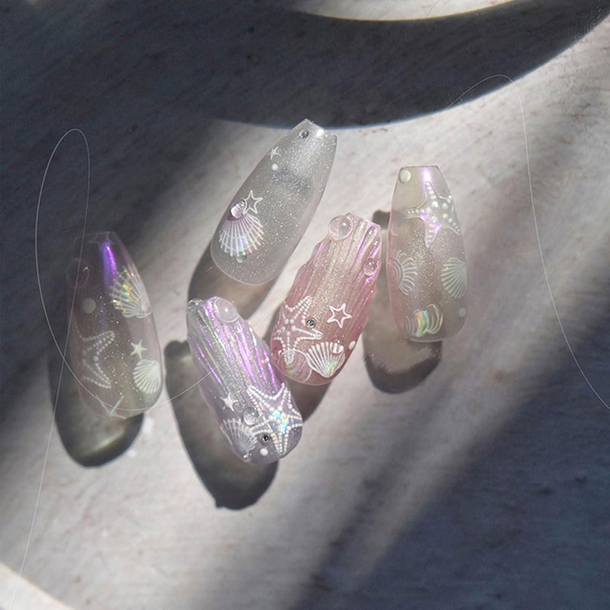 3D Nagelsticker Aurora Muschel Seestern - Ozean Thema Nail Art