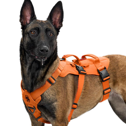 Taktisches Hundegeschirr Orange XL – Atmungsaktiv & Sicher