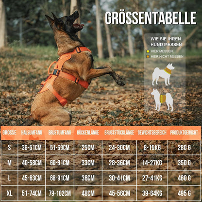 Taktisches Hundegeschirr Orange XL – Atmungsaktiv & Sicher