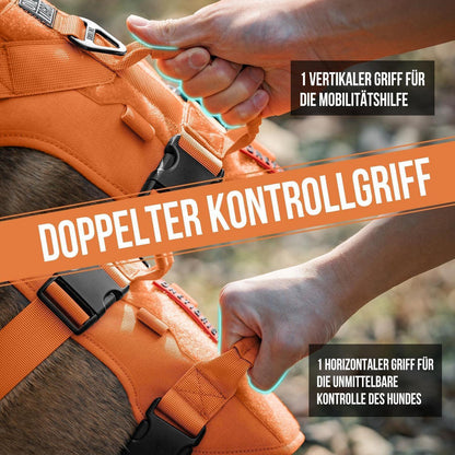 Taktisches Hundegeschirr Orange XL – Atmungsaktiv & Sicher