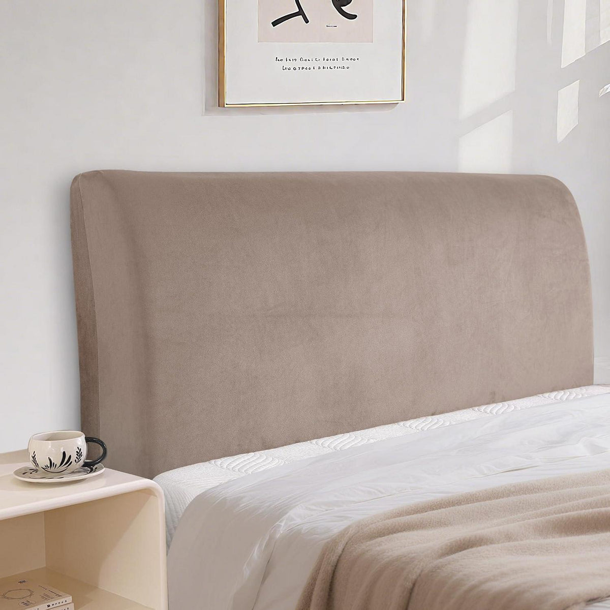 Samt Kopfteilbezug Khaki 200cm - Staubschutz & 360° Schutz