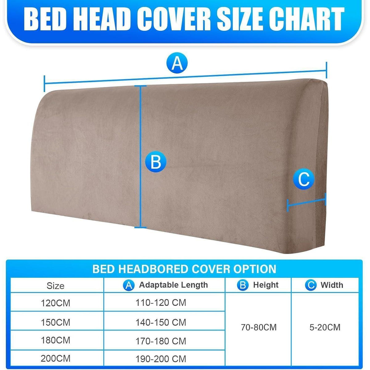 Samt Kopfteilbezug Khaki 200cm - Staubschutz & 360° Schutz
