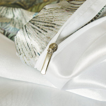 Satin Bettwäsche Set 135x200 Blumen Blätter Deluxe