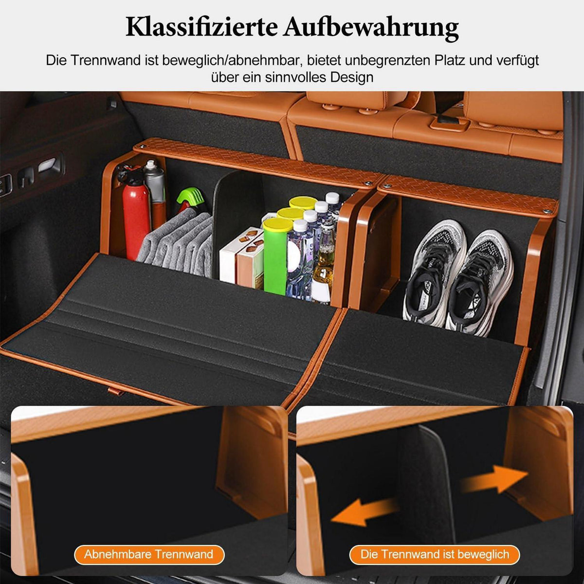 Kofferraum-Organizer, Faltbar mit Magnetdeckel & Magnetsauger in Lederoptik