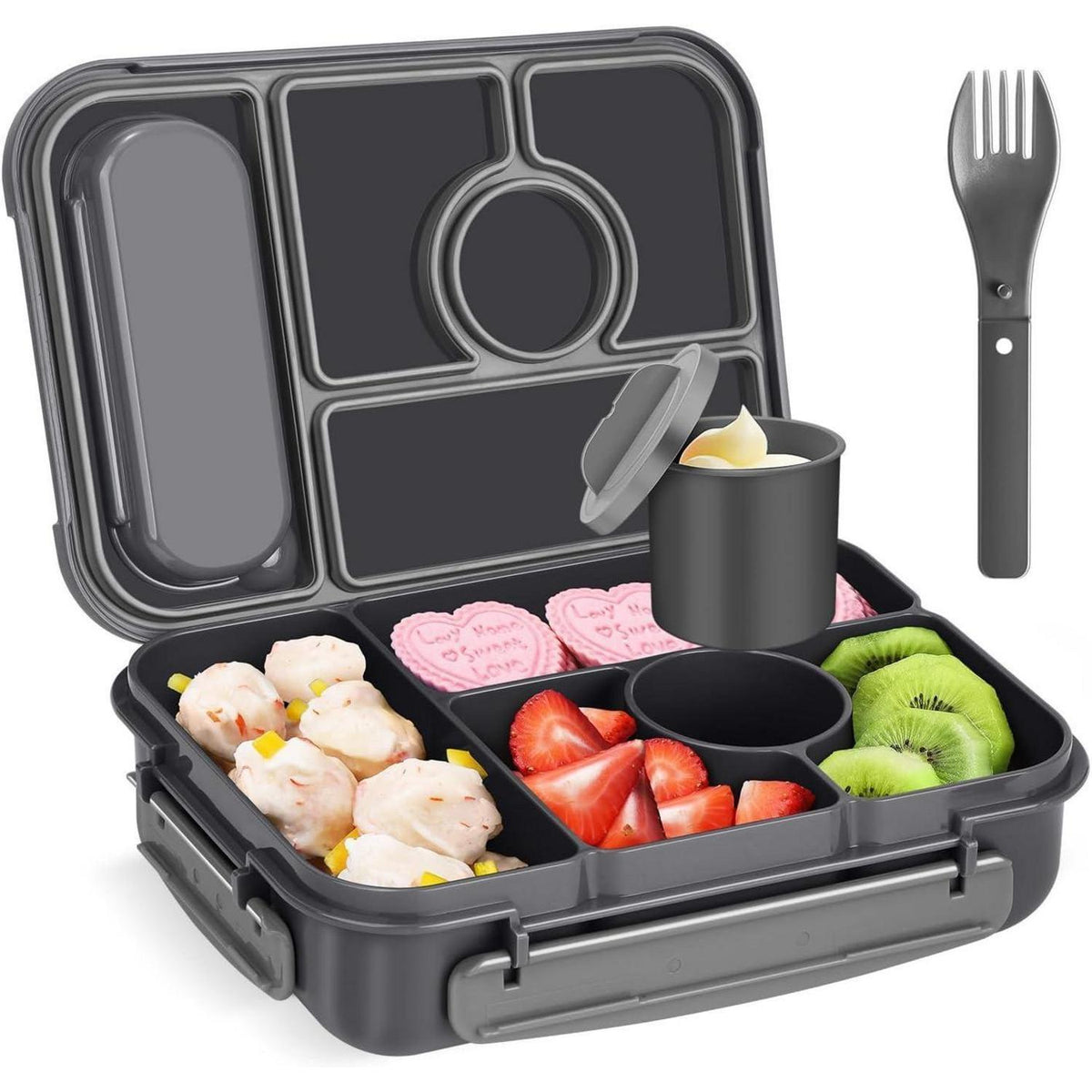 Brotdose Kinder mit Fächern & Saucenbehälter – 1300ml Lunchbox