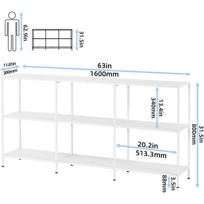 Moderner Konsolentisch Metall weiß – 160x30x80cm mit 3 Ablagen