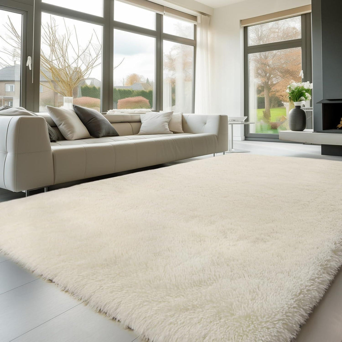 Flauschiger Hochflor Teppich Braun 300x425cm – Waschbar & Rutschfest