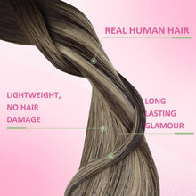 Ombre Tape-in Haarverlängerung Echthaar Braun Blond 35cm